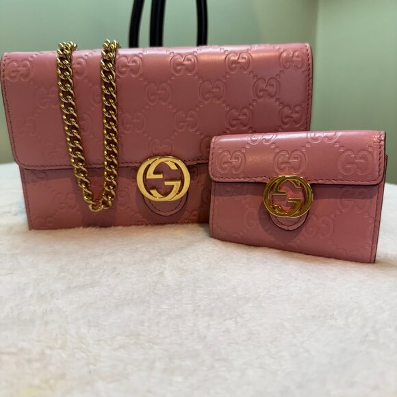 Gucci Sima GG Interlocking Wallet on a Chain - Pink - Picture 11 of 11
